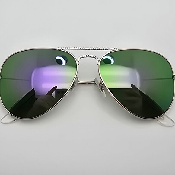 Jimmy Crystal GL1261 Swarovski Silver Frame Purple Mirror Len Aviator Sunglasses main image 4